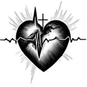 While I can't create visual images, I can describe a design concept for a tattoo of a cross fading into a heartbeat that tattoo design idea