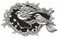 a sparrow intertwined with another Sparrow flying tattoo design idea