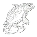softshell turtle with japanese waves flowing tattoo design idea