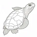 softshell turtle with japanese waves flowing tattoo design idea