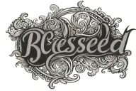 blessed written tattoo design idea