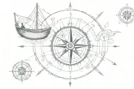 compass, guide, guide and a small Indian boat tattoo design idea
