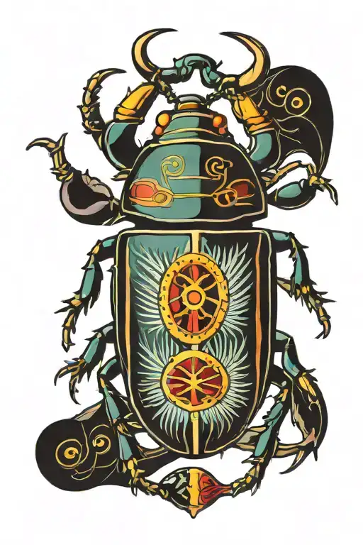 colored scarab beetle tattoo design idea