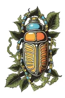 colored scarab beetle tattoo design idea