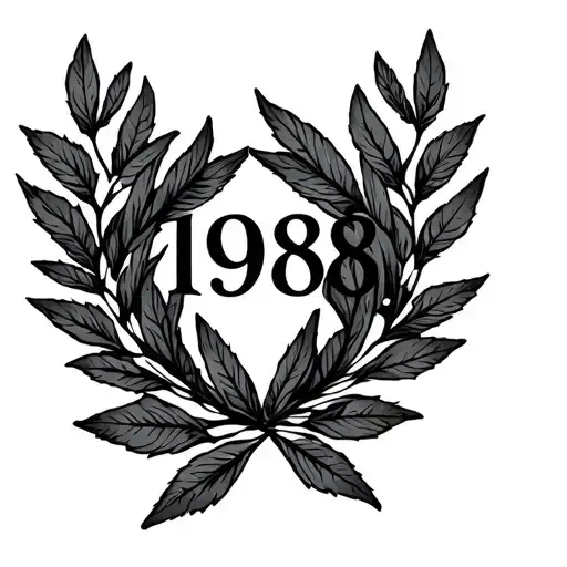 wreath leaf with 1998 roman numeral tattoo design idea