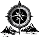  compass with mountains  tattoo design idea