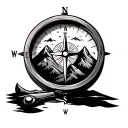  compass with mountains  tattoo design idea