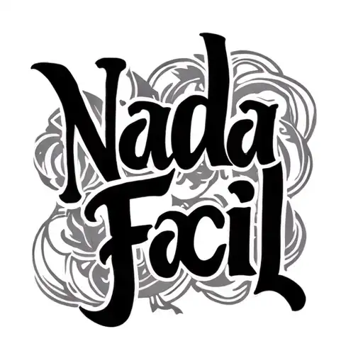 "Nada Facil" in flowy cursive script font tattoo design idea