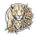 lioness and cub tattoo design idea