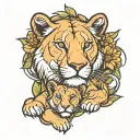 lioness and cub tattoo design idea