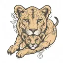 lioness and cub tattoo design idea