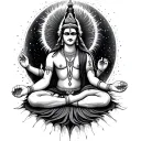 In the vast expanse of the cosmos, where time and space dissolve into an infinite dance of energy, Shiva sits in profoun tattoo design idea