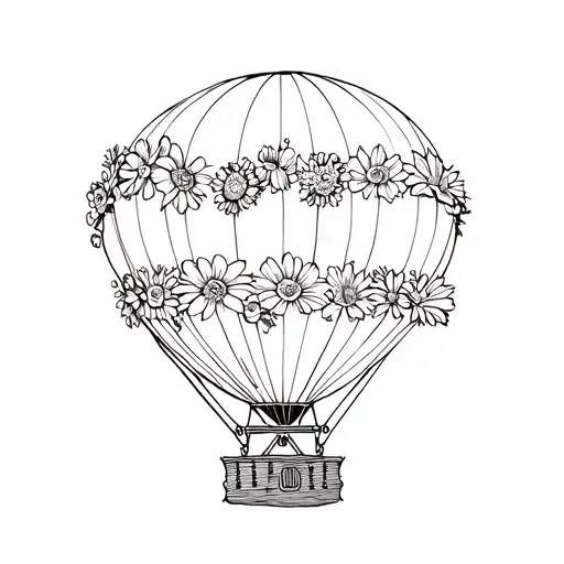 hot air balloon made with flowers representing new mexico tattoo design idea