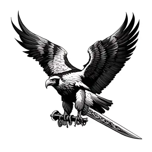 Philippine eagle with kampilan sword tattoo design idea