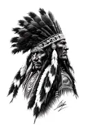 Final Tattoo Composition:	1.	Blackfoot & Choctaw Chiefs (Upper Arm & Forearm)	•	Realistic black-and-grey shading tattoo design idea