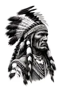 Final Tattoo Composition:	1.	Blackfoot & Choctaw Chiefs (Upper Arm & Forearm)	•	Realistic black-and-grey shading tattoo design idea