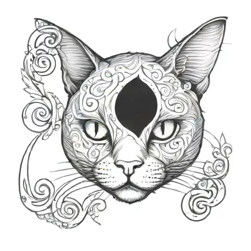 cat from Alice on wonderland tattoo design idea
