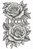 Lucia name w a rose made tattoo design idea