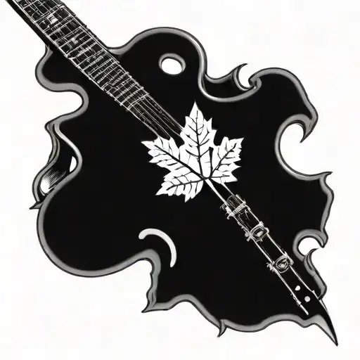 maple leaf and les paul guitar tattoo design idea