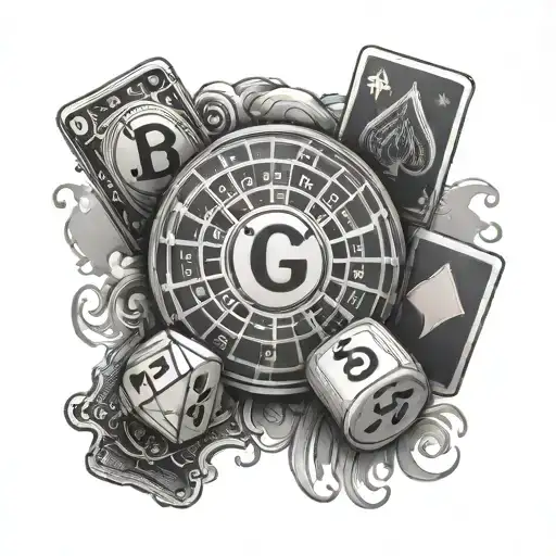 bingo and playing cards tattoo design idea