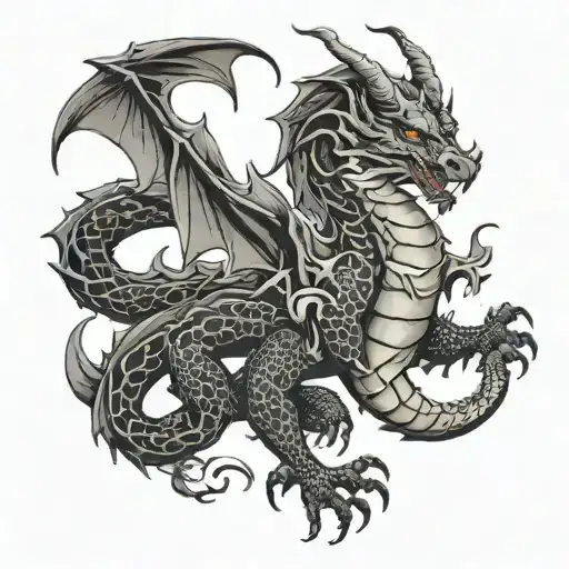 dragon wrapped with the name James paul withington  tattoo design idea
