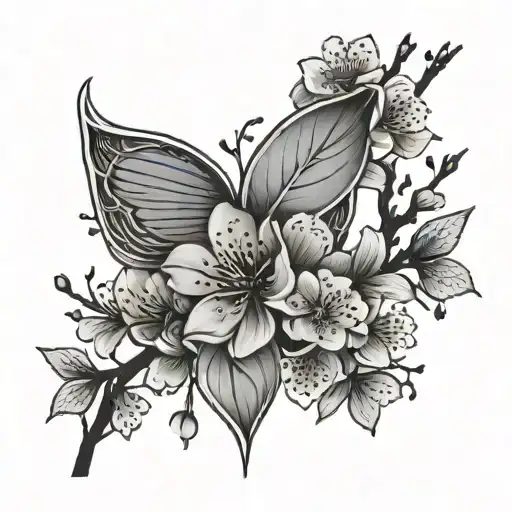 cherry blossom heart tattoo design idea