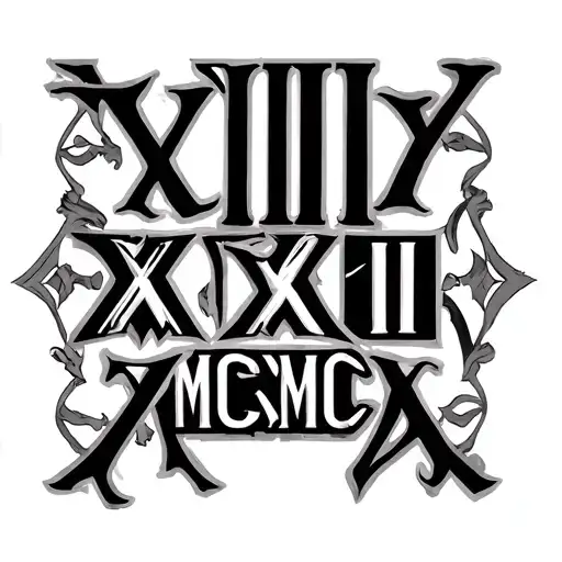 "VIII XIII MCMXC" roman numerals tattoo design idea