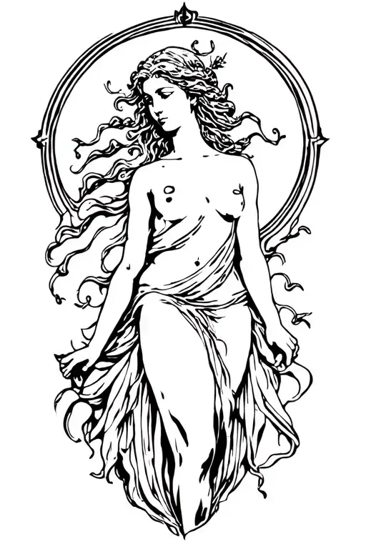 modern Aphrodite body outline tattoo design idea