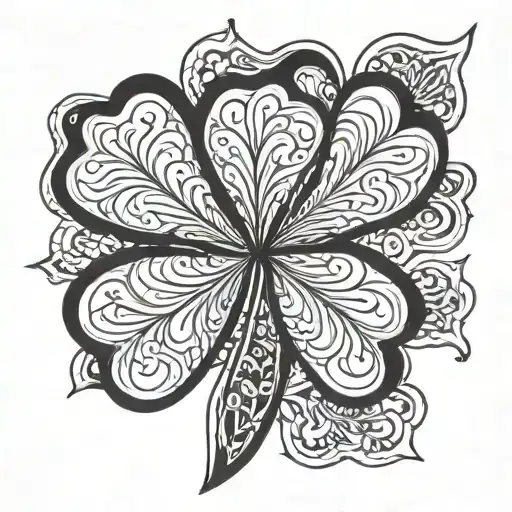 4 leaf clover no fire tattoo design idea
