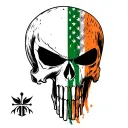 punisher skull with American and Irish flag merged tattoo design idea