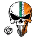punisher skull with American and Irish flag merged tattoo design idea