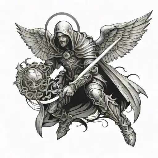 Azrael male angel tattoo design idea