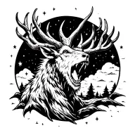 Cryptid Wendigo howling to the stars for guidance  tattoo design idea
