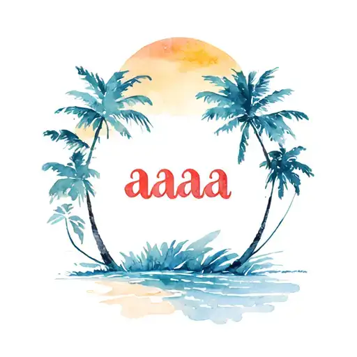 The sun palm sands and letters aaa tattoo design idea