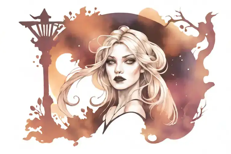 Spooky Mythical Witchy tattoo design idea