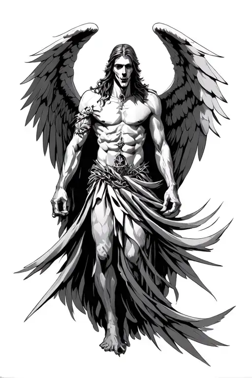 archangel of death azrael male angel tattoo design idea
