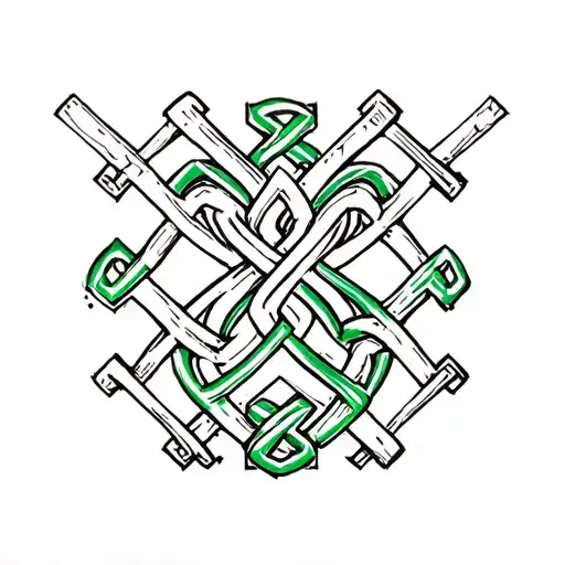 A Celtic knot design with the Greenock Morton colors and a baseball diamond motif tattoo design idea