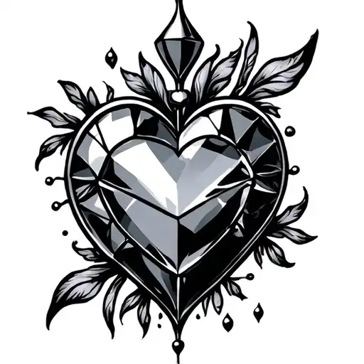 heart jewel tattoo design idea