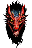 Red dragon from the front effect Realist effect bad mouth yellow eyes tattoo design idea