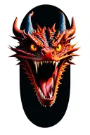Red dragon from the front effect Realist effect bad mouth yellow eyes tattoo design idea
