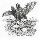 Make a tattoo design based off the Arctic Monkeys song, “Perhaps Vampires is a bit strong but…” tattoo design idea