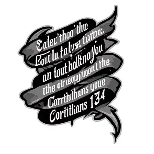 text on the arm that said Corinthians 13:4 tattoo design idea