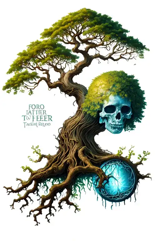 poison tree and tree of life paradox tattoo design idea