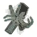 The word "self" is blocked by a hand made of code that wraps around the word "self" from the left. tattoo design idea