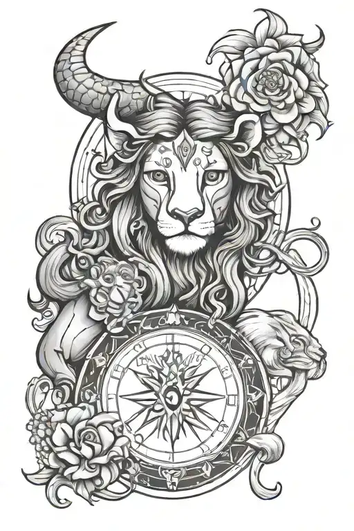 maria jose, august, leo zodiac sign tattoo design idea