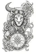 maria jose, august, leo zodiac sign tattoo design idea