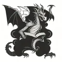 Voodoo dragon reading a book tattoo design idea