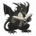 Voodoo dragon reading a book tattoo design idea