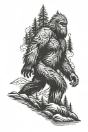 Sasquatch pacific northwest mountian tattoo design idea
