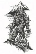 Sasquatch pacific northwest mountian tattoo design idea